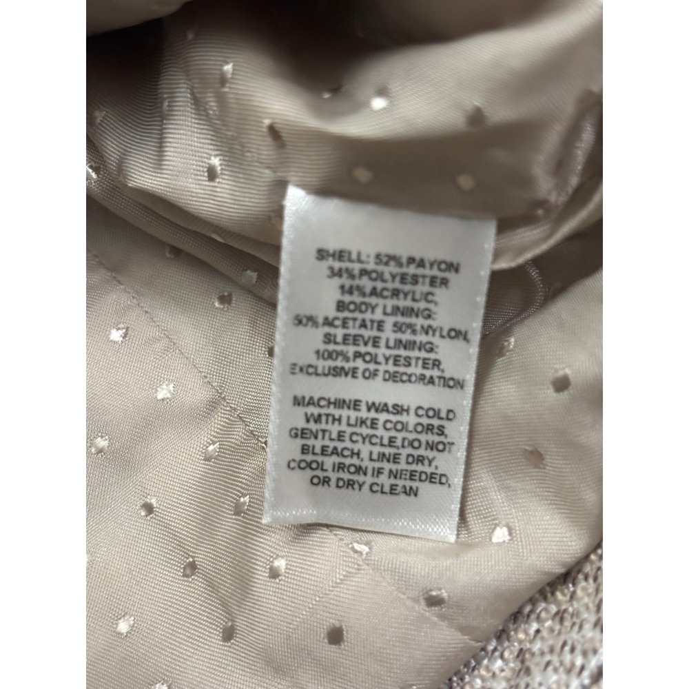 White House Black Market Tweed Zip Moto‎ Jacket Blazer Neutral Beige Size 2 - Picture 5 of 6